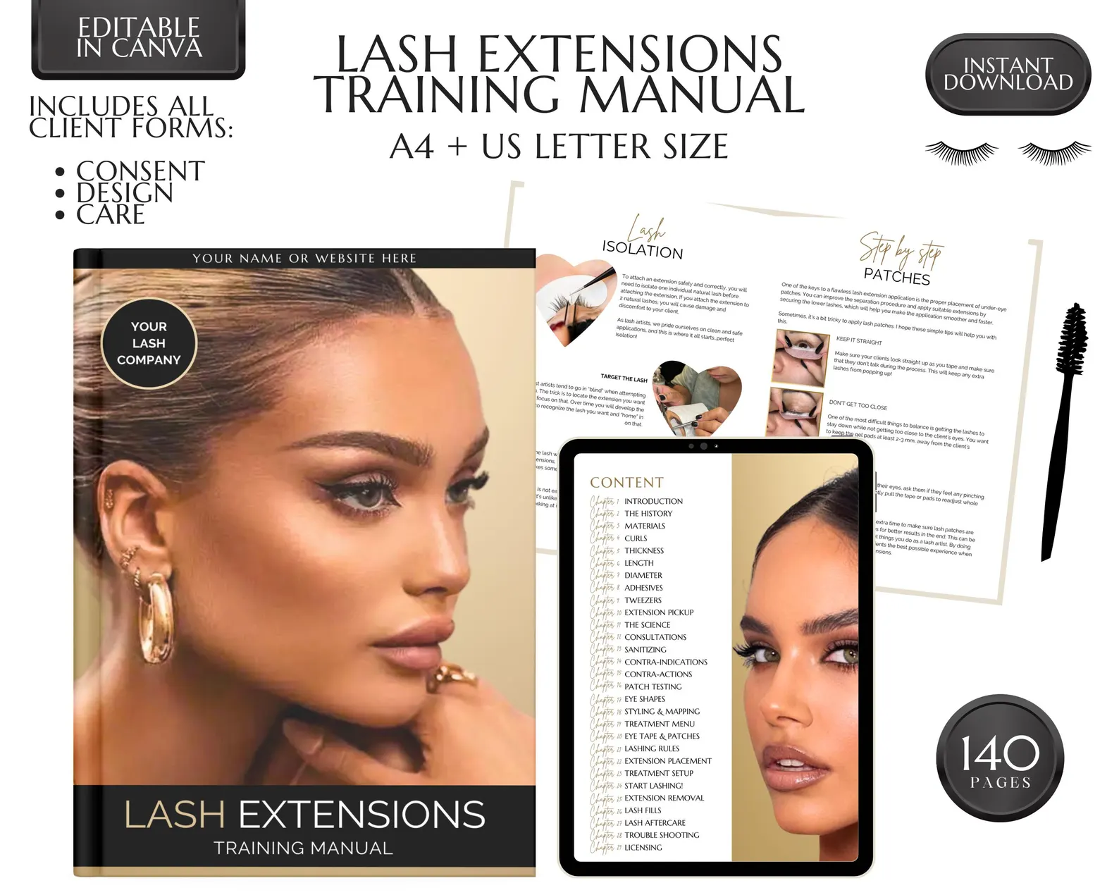 Eyelash Extension Training Manual + Canva Templates